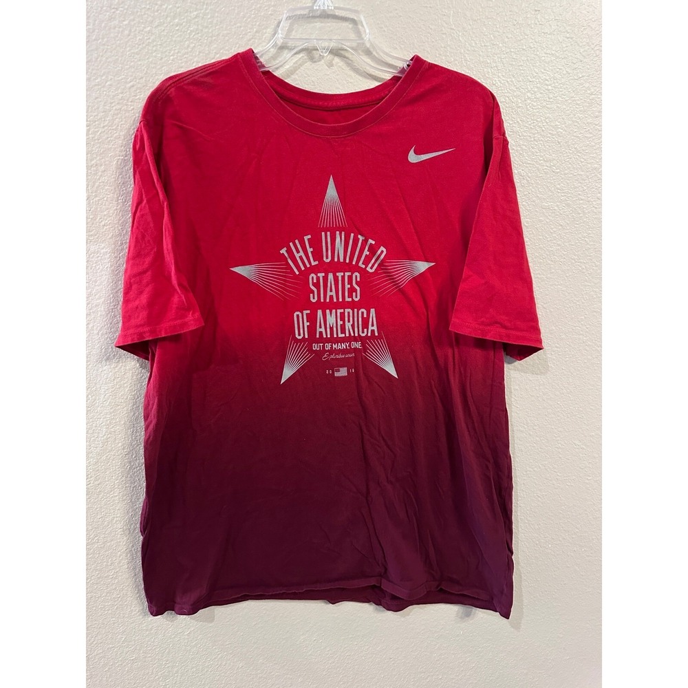 Nike USA OLYMPIC TEAM Graphic T-Shirt Patriotic Red Ombre Athletic Cut XXL
